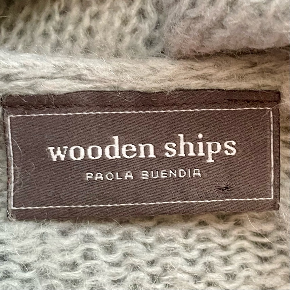 Wooden Ships Charcoal Light Weight V-Neck Mohair and Wool Blend Sweater - Picture 5 of 6